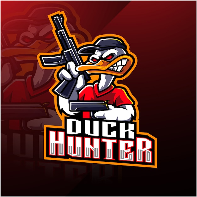 Design de logotipo de mascote esport caçador de pato