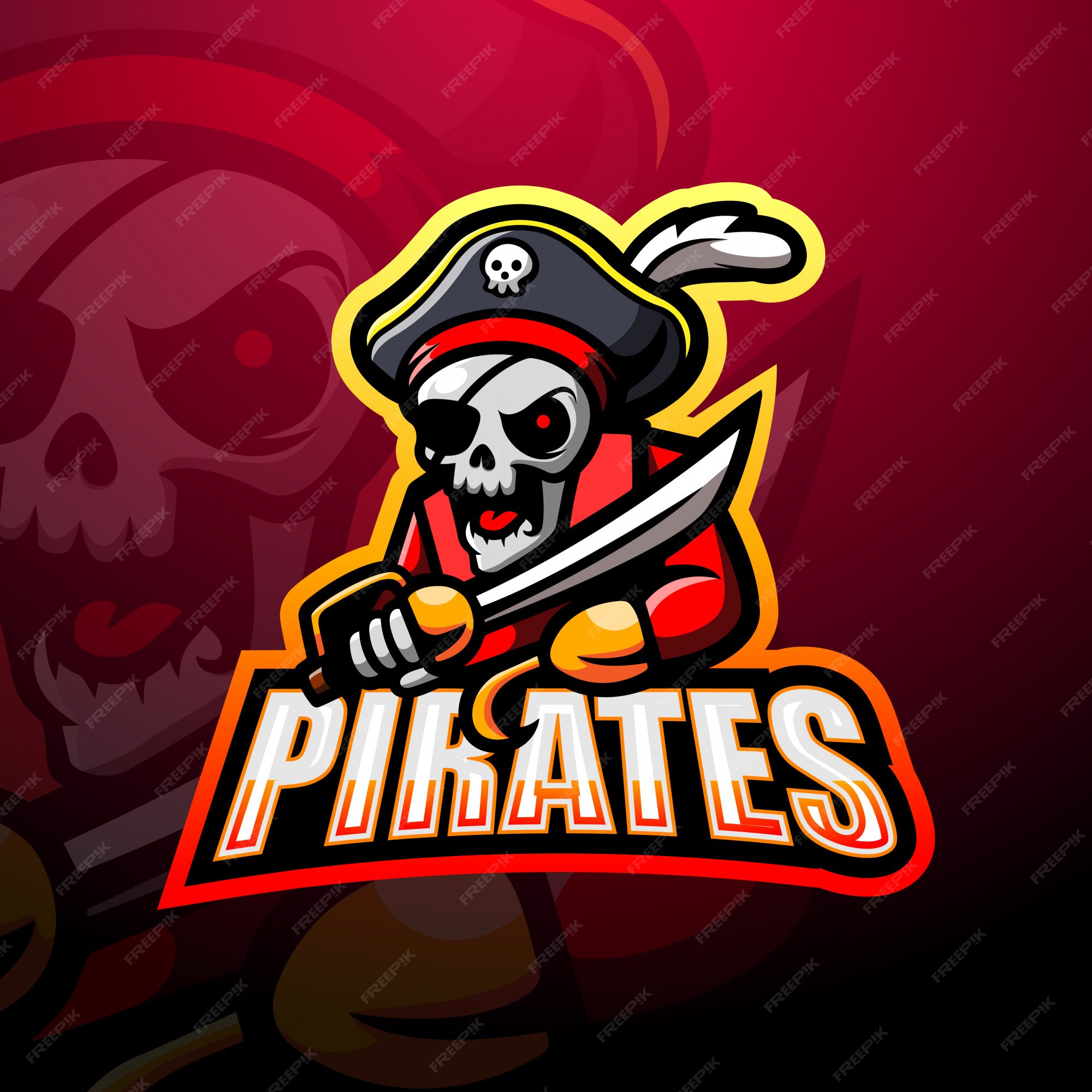 Design do logotipo do mascote pirata esport