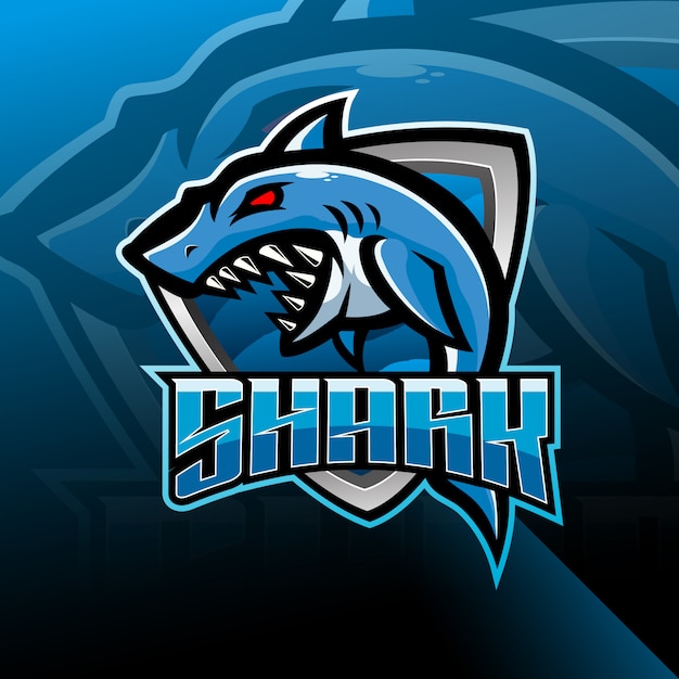 Design de logotipo de mascote esport de tubarão