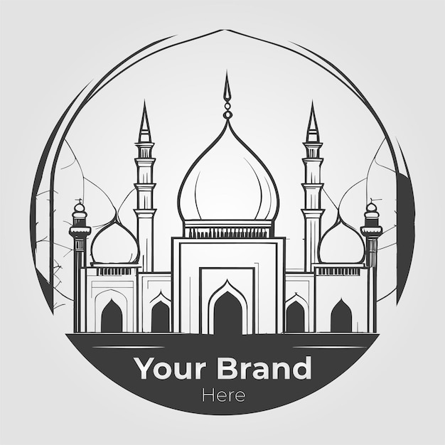 Vetor design de logotipo de mesquita islâmica marca profissional