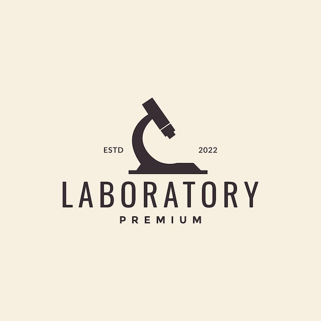 Design de logotipo de microscópio de laboratório simples, símbolo gráfico vetorial, ilustração, ideia criativa