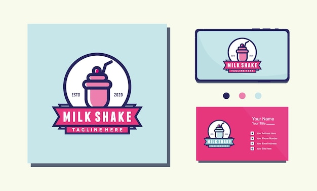 Design de logotipo de milk-shake emblema de bebidas doces ícone de vetor de milk-shake gostoso