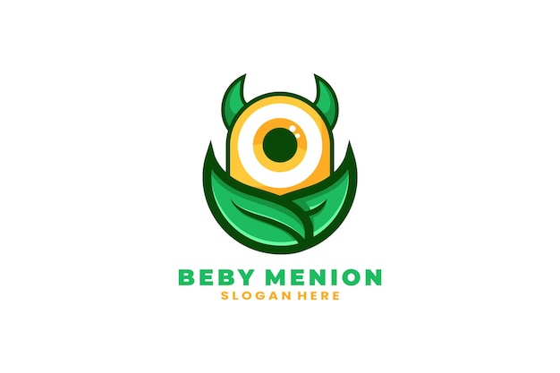 Design de logotipo de modelo de vetor de minion bebê fofo