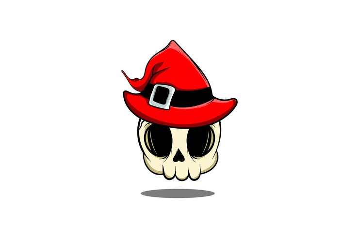 Vetor design de logotipo de modelo de vetor mágico de crânio malvado