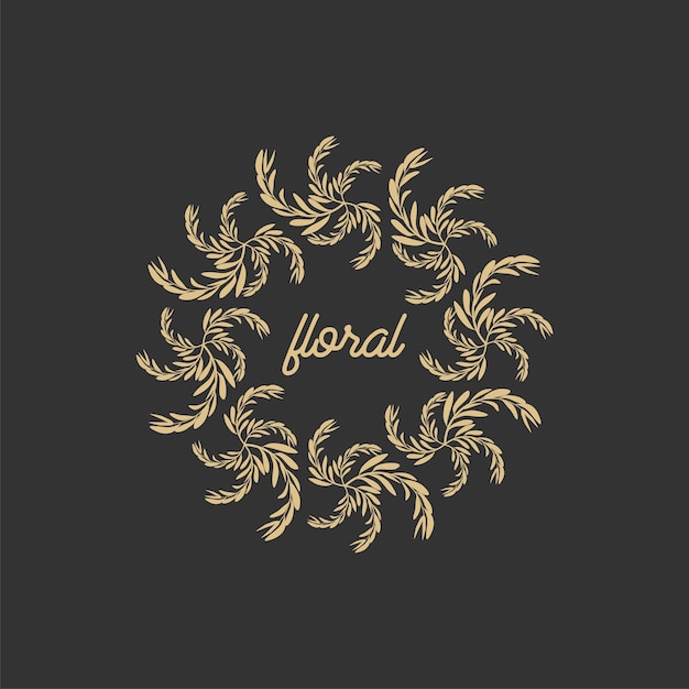 Design de logotipo de moldura de folhas circulares