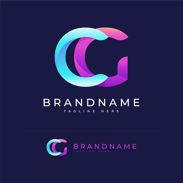 Design de logotipo de monograma gradiente cg