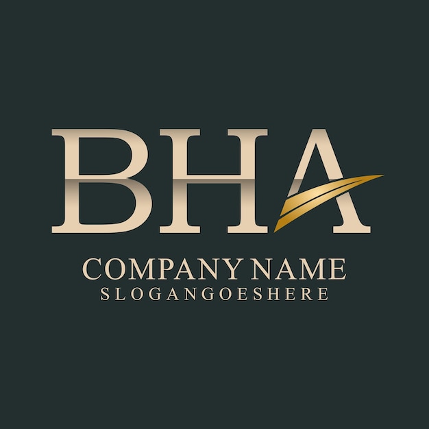 Design de logotipo de monograma original de letra bha de luxo