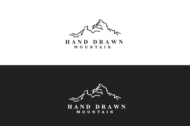 Design de logotipo de montanha desenhado à mão