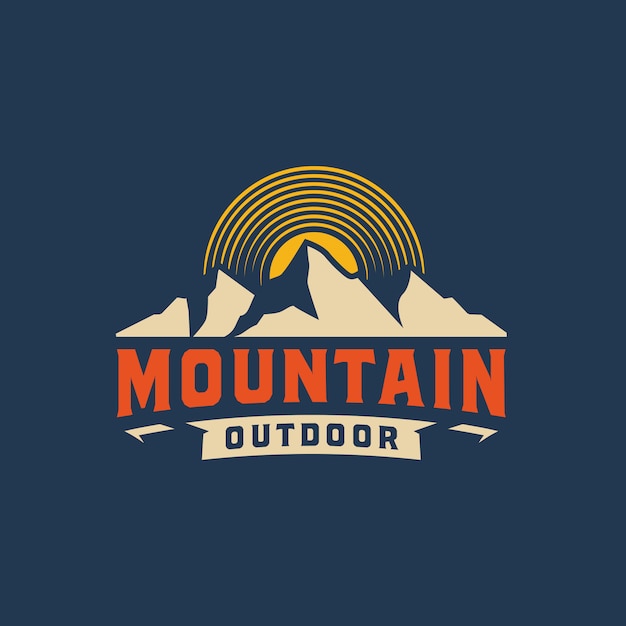 Design de logotipo de montanha vintage ilustração