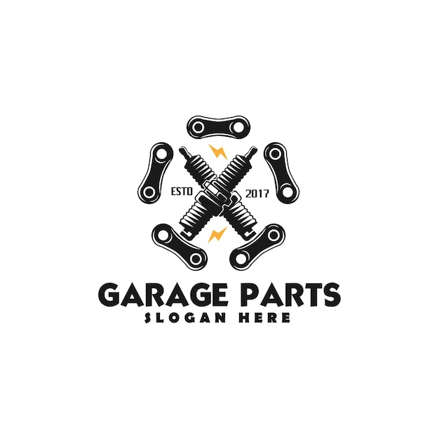 Design de logotipo de motocicleta de garagem logotipo monocromático automotivo modelo de vetor de emblema de logotipo vintage