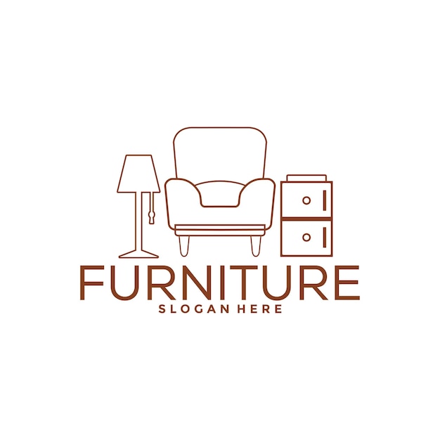 Design de logotipo de móveis com conceito criativo modelo de vetor de logotipo interior