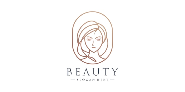 Design de logotipo de mulher de beleza com conceito único e simples vetor premium