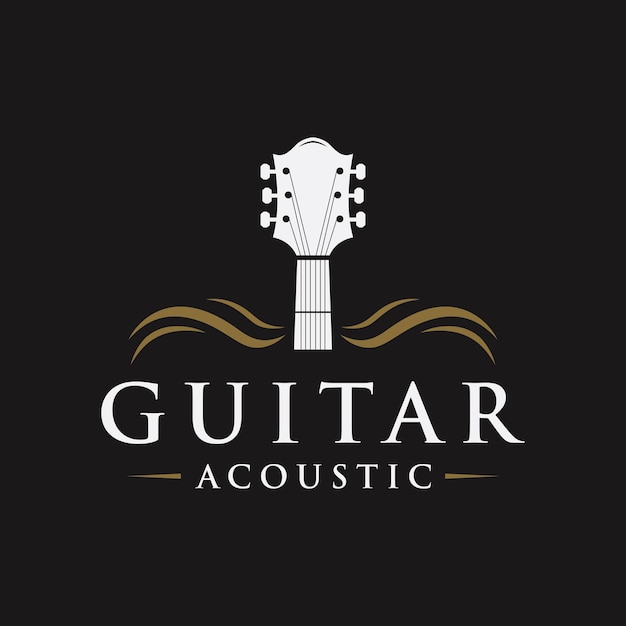 Design de logotipo de música de guitarra retrô logotipo para tipografia de bares acústicos e discotecas