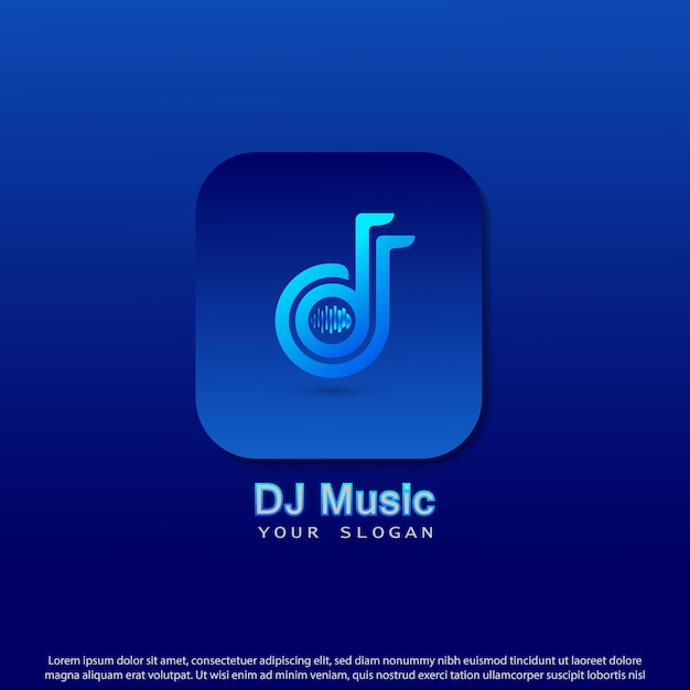 Design de logotipo de música letter dj bom uso para marca de ícone de símbolo e muito mais