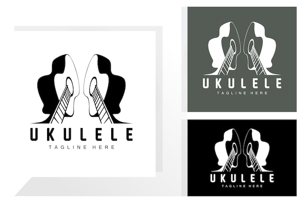 Design de logotipo de música minimalista de ukulele design de logotipo de ukulele de vetor de guitarra