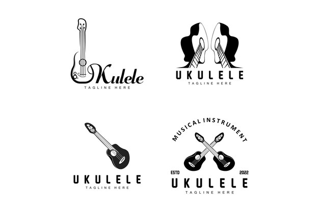 Vetor design de logotipo de música minimalista de ukulele design de logotipo de ukulele de vetor de guitarra