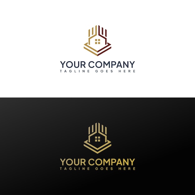 Vetor design de logotipo de negócios imobiliários de luxo premium