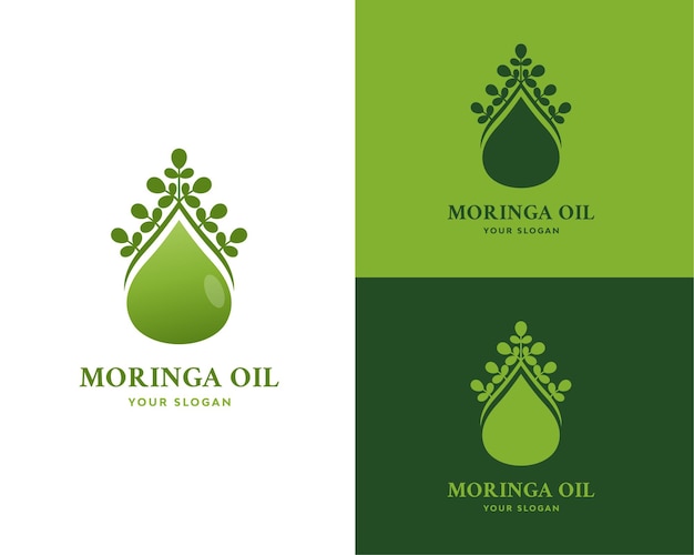 Design de logotipo de óleo de folha de moringa