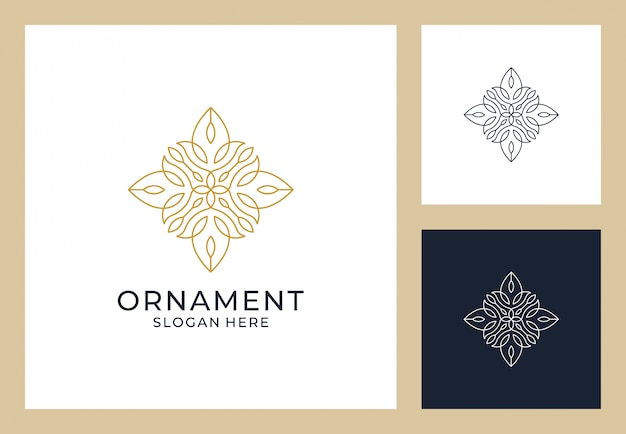 Design de logotipo de ornamento no estilo de arte linha