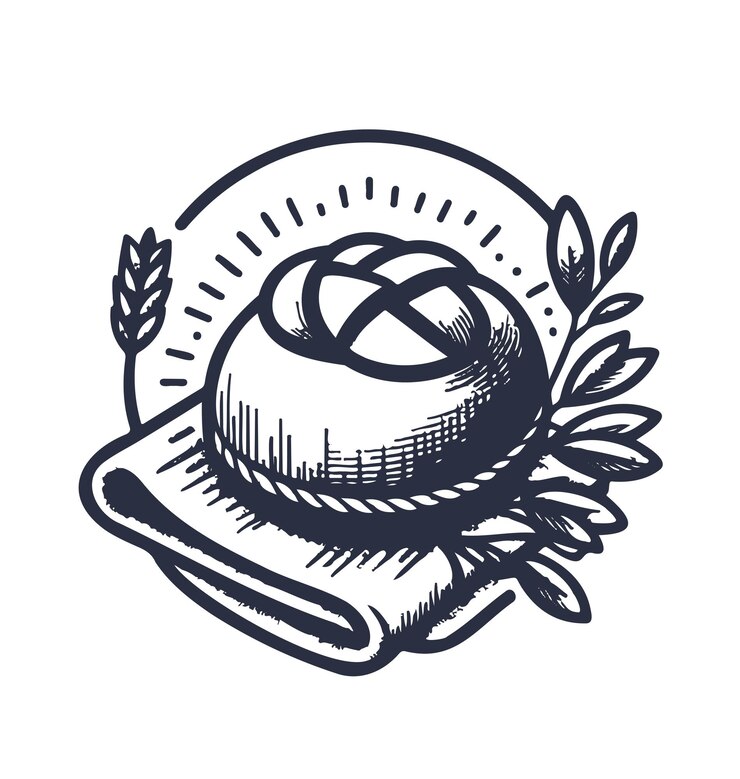 Vetor design de logotipo de padaria com conceito de trigo e pão em estilo vintage