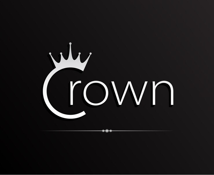 design de logotipo de palavra coroa com fundo preto e uma ideia criativa