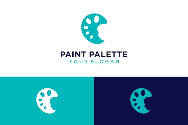 Design de logotipo de paleta de dor com beleza e rosto ou arte