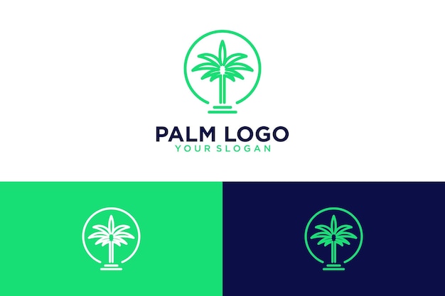 Design de logotipo de palma com arte de linha