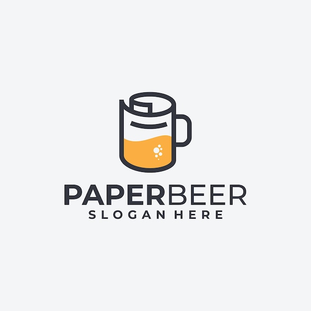 Design de logotipo de papel e cerveja