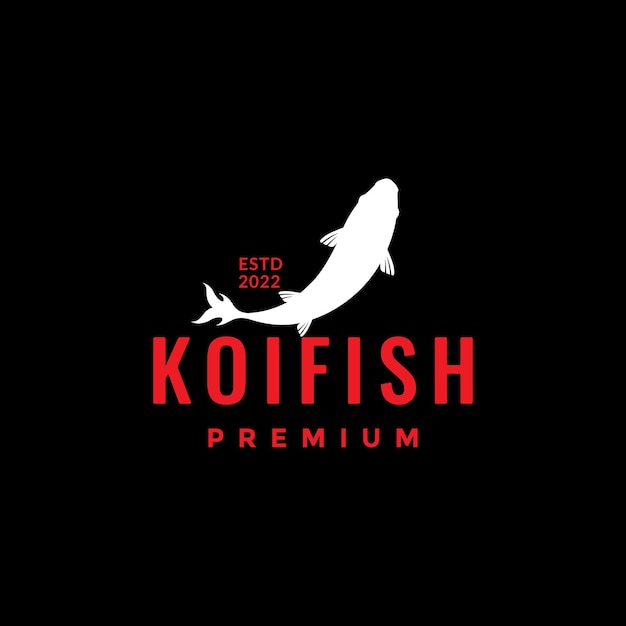 Design de logotipo de peixe koi branco de leite