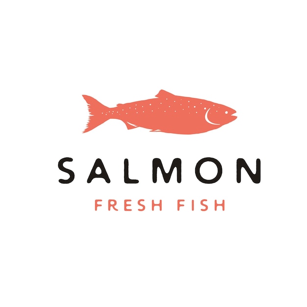 Design de logotipo de peixe salmão retrô vintage