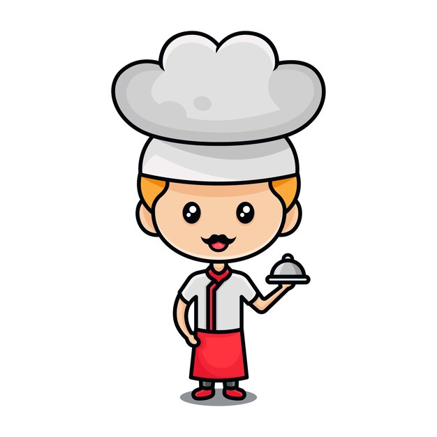 Design de logotipo de personagem de chef em uniforme