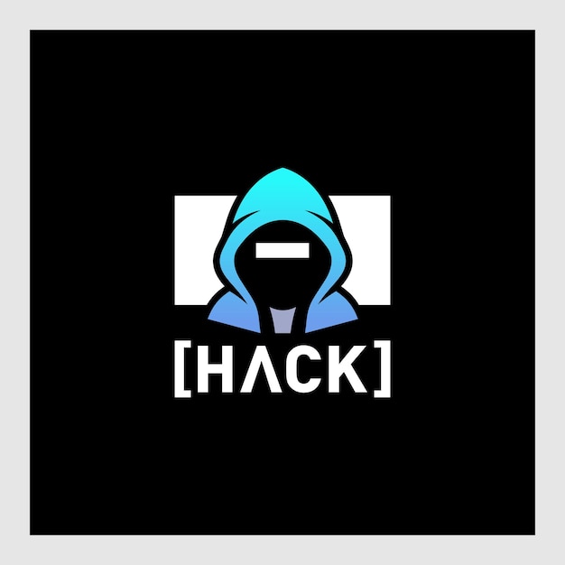 Vetor design de logotipo de personagem de hacker