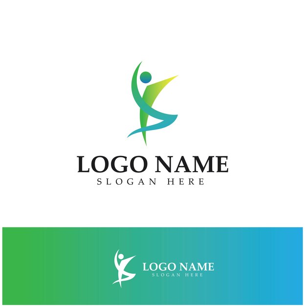 Design de logotipo de pessoas fazendo vetor de ilustração de ícone de símbolo de ioga