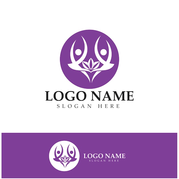 Design de logotipo de pessoas fazendo vetor de ilustração de ícone de símbolo de ioga