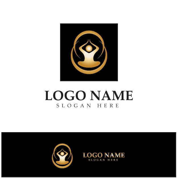 Design de logotipo de pessoas fazendo vetor de ilustração de ícone de símbolo de ioga