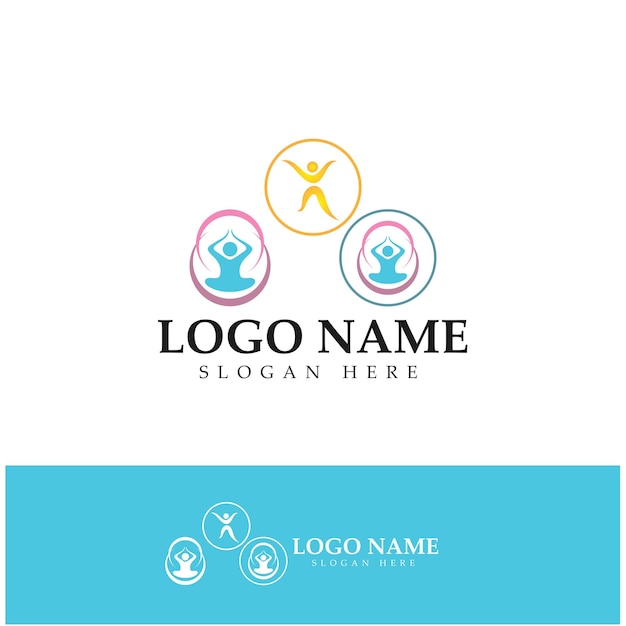Design de logotipo de pessoas fazendo vetor de ilustração de ícone de símbolo de ioga