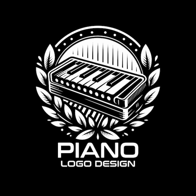 Vetor design de logotipo de piano vetorial