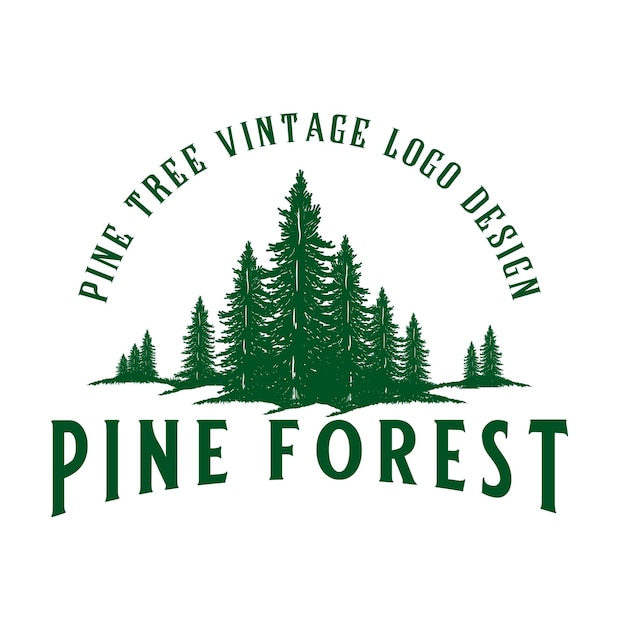 Vetor design de logotipo de pinheiro pinheiro na mão desenhado em estilo vintage para empresa com ícone de árvore