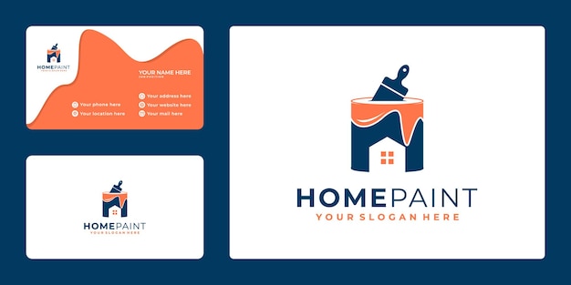 Vetor design de logotipo de pintura abstrata com conceito de casa e cartão de visita
