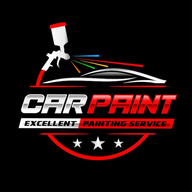 Vetor design de logotipo de pintura e restauração de carro