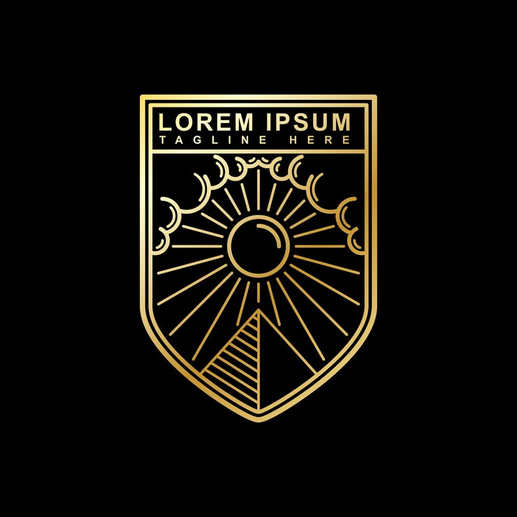 Vetor design de logotipo de pirâmide e sol