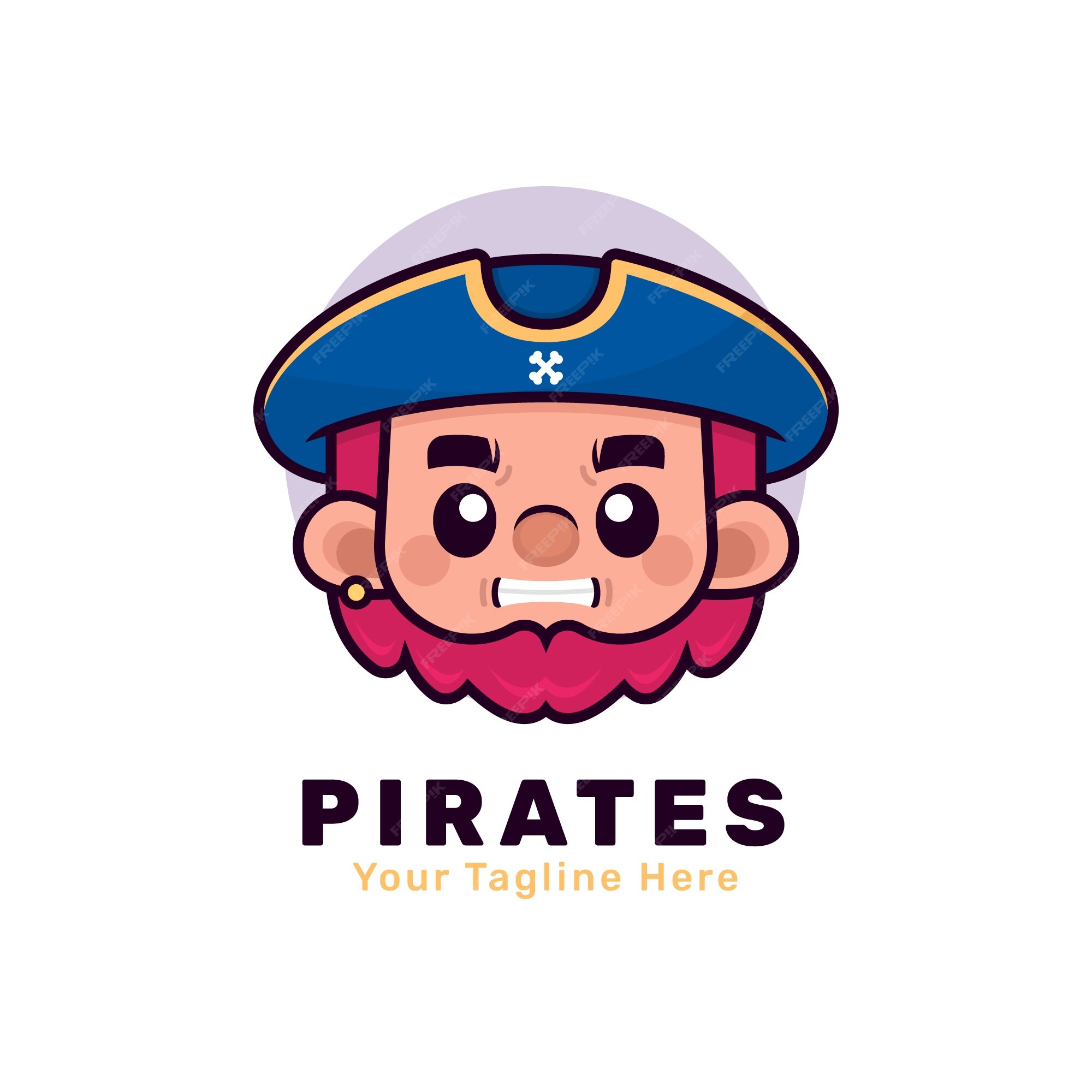 Modelo de logotipo de pirata desenhado à mão