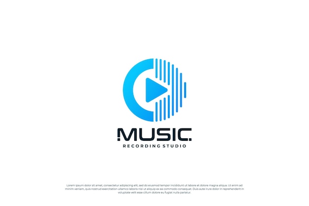 Design de logotipo de player de música música com conceito de logotipo de reprodução de ícone