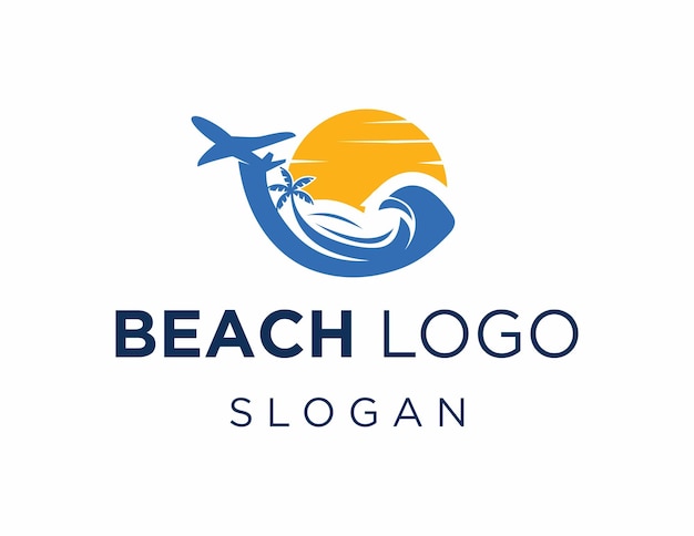 Vetor design de logotipo de praia criado usando o aplicativo corel draw 2018 em um fundo branco