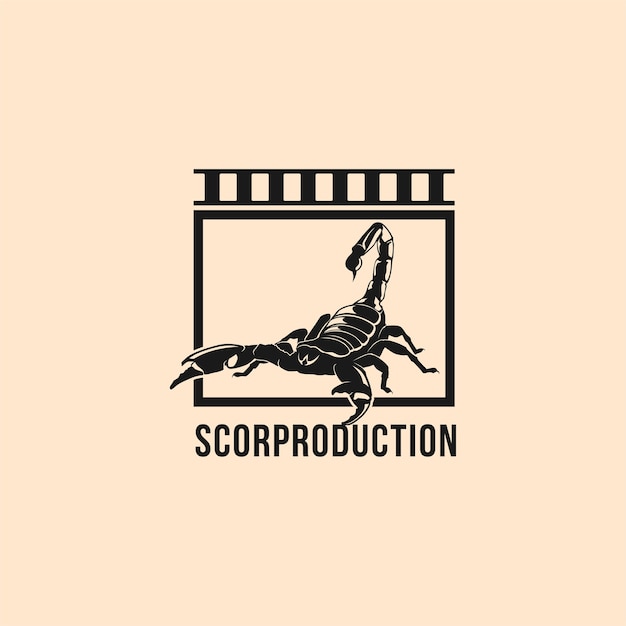 Design de logotipo de produção de filme com escorpiões