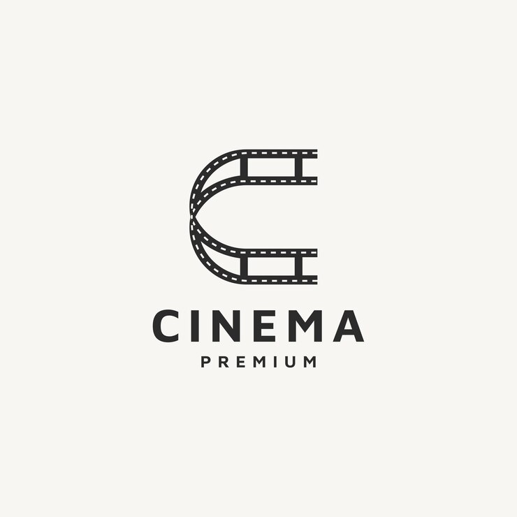 Vetor design de logotipo de produção de filme com letra inicial c e ícone de película para cinema ou inicial criativa 2