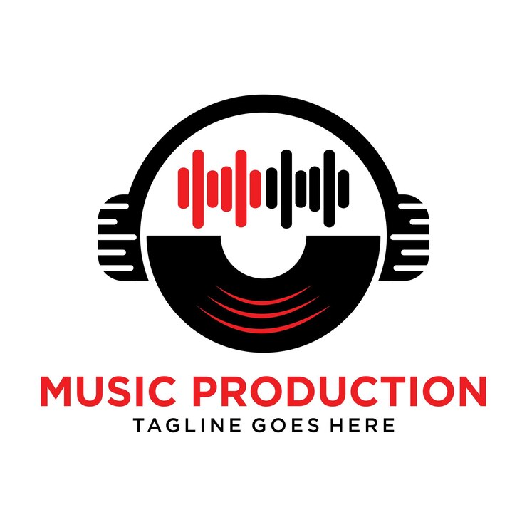 Vetor design de logotipo de produção musical