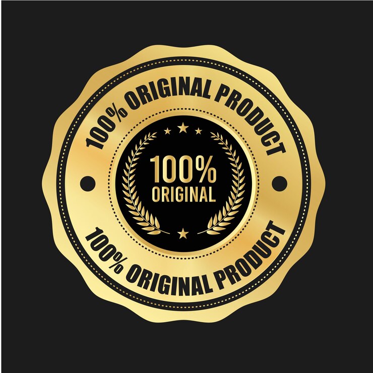 Vetor design de logotipo de produtos originais e ícone de vetor original design de crachá de confiança