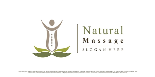 Vetor design de logotipo de quiropraxia para logotipo de ícone de terapia de massagem natural com elemento criativo vetor premium
