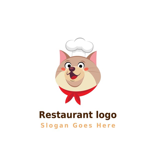 Design de logotipo de restaurante e ilustração colorida de mascote, incluindo ursinho de pelúcia e chapéu de chef de desenho animado